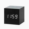 Wood Block LED Clock w/ Temperature--Black
