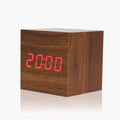 Wood Block LED Clock w/ Temperature--Brown